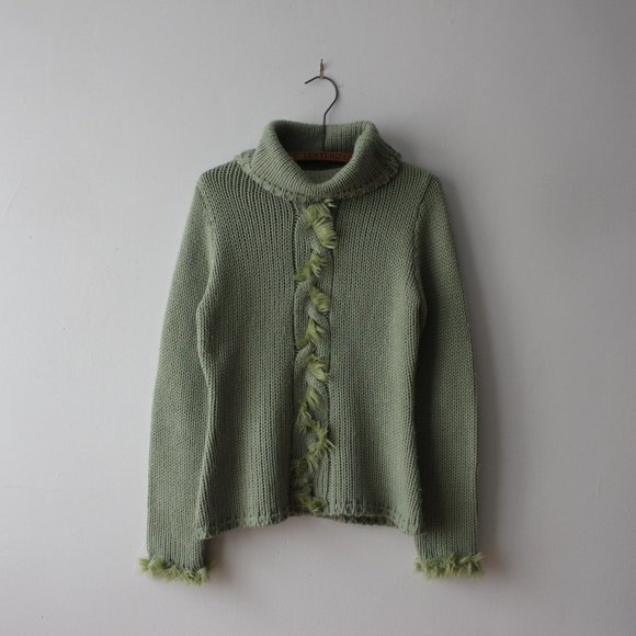 Fun Vintage Green Cowl/Turtleneck Sweater Large - Picture 7 of 8